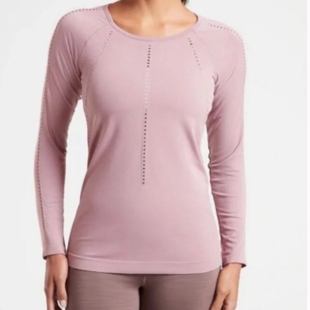 EUC Athleta Foothill Seamless Long Sleeve Pink Mauve Size Small